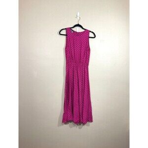 VTG Womens Polka Dot Maxi Dress 10 Pink Black 90s Party Barbie Femme Retro